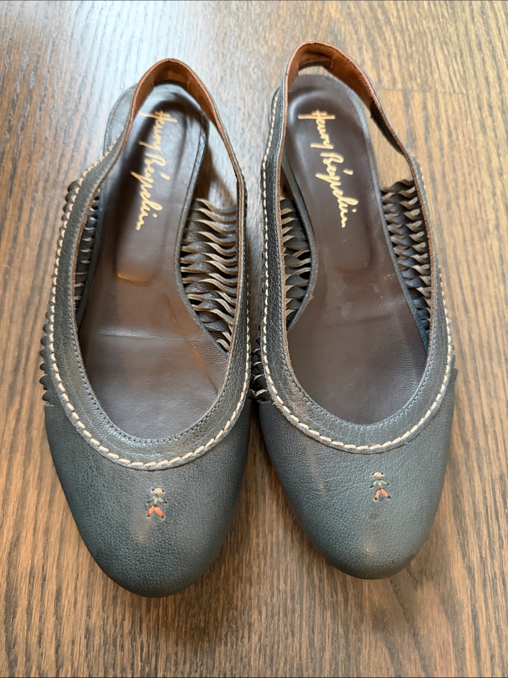 Honey beguelin Leather Woven Slingback Flats 39/9